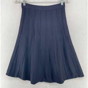 ST. JOHN Skirt 4 Basics Sweater Santana Knit Paneled Fluted Pull On Black USA